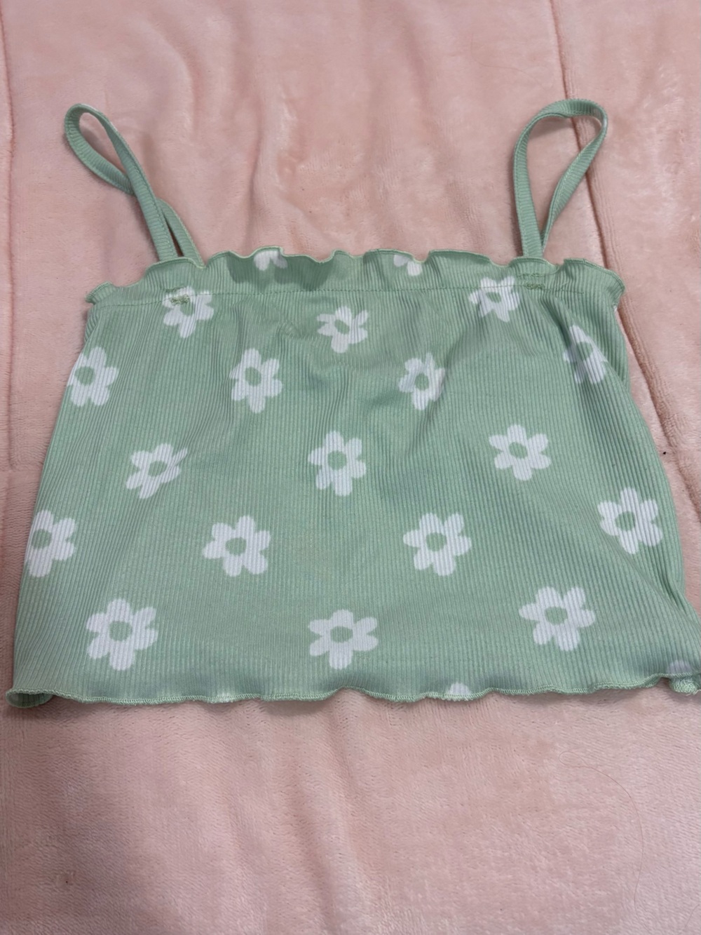 Ardene Mint Green Floral Ribbed Crop Tank
